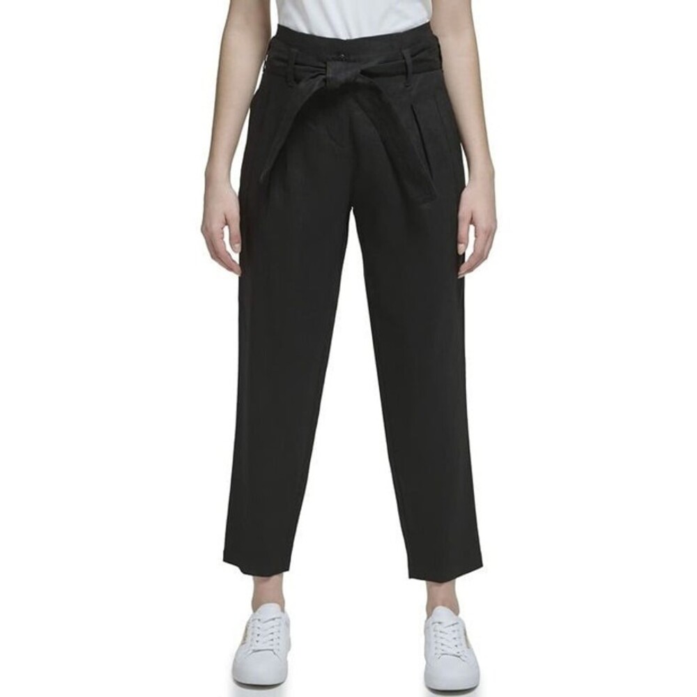 Calvin Klein Women's High Waist Pant Cargo (Standard and Plus Size), Black, 4